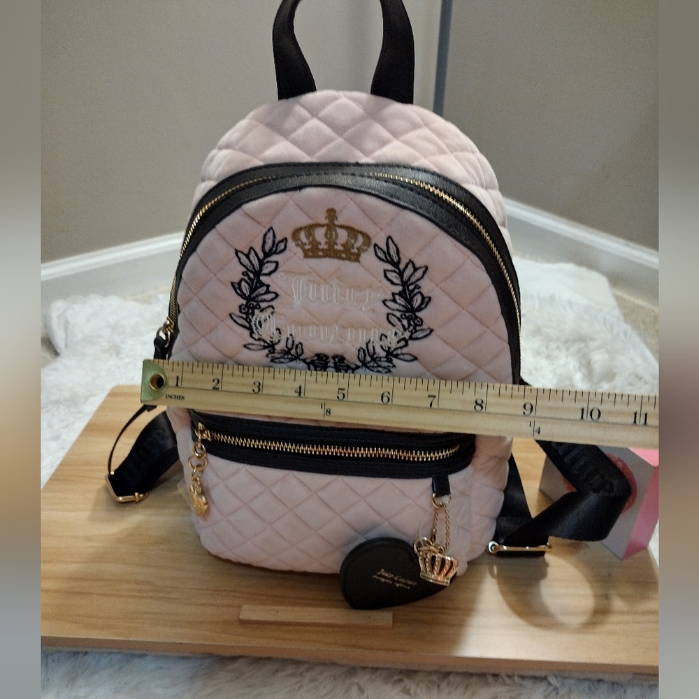 Juicy Couture 🩷 ✨ Pink Clay/Chocolate Royal Moment Medium Backpack Purse 🆕 - Picture 11 of 13